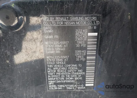 2016 Nissan Rogue S/Sl/Sv из США, поврежденный, VIN KNMAT2MV5GP696580